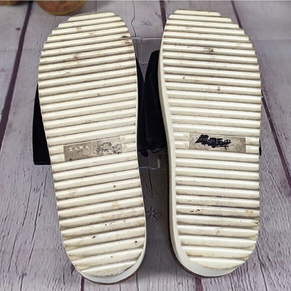 Zara Trafaluc Blue Velvet Platform Slides Sandals - Picture 6 of 9
